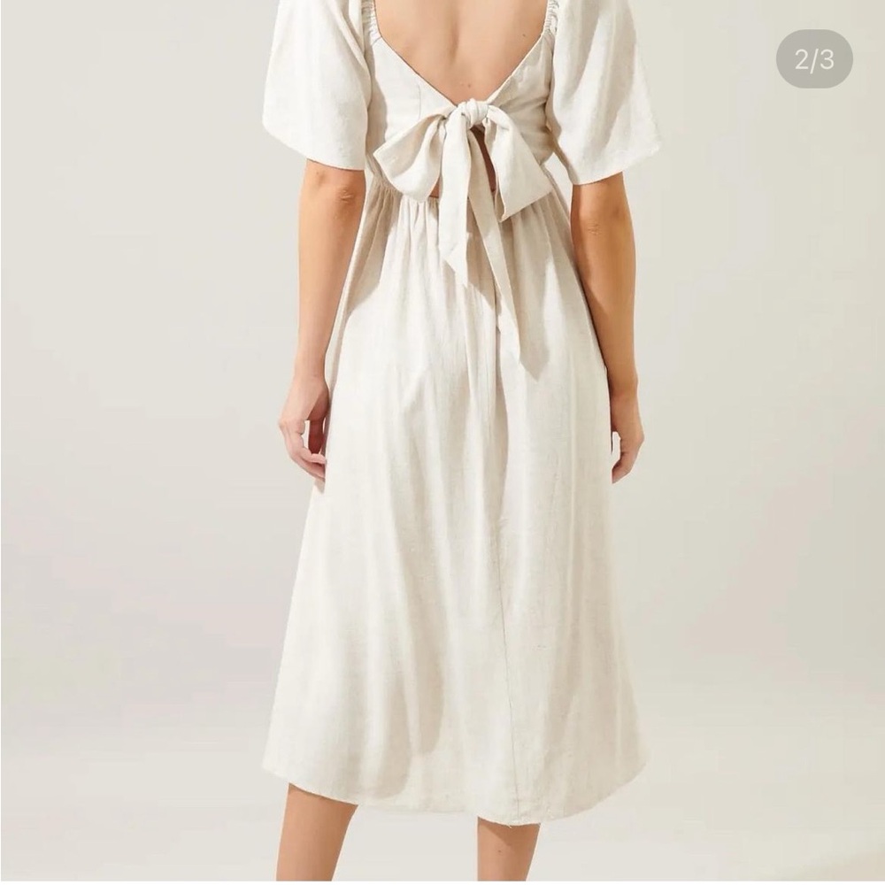 Linen tie back dress